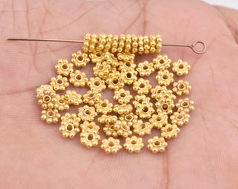 Perline distanziatrici a forma di margherita dorata da 5 mm - 62 pezzi, perline Heishi a forma di fiore per la creazione di gioielli