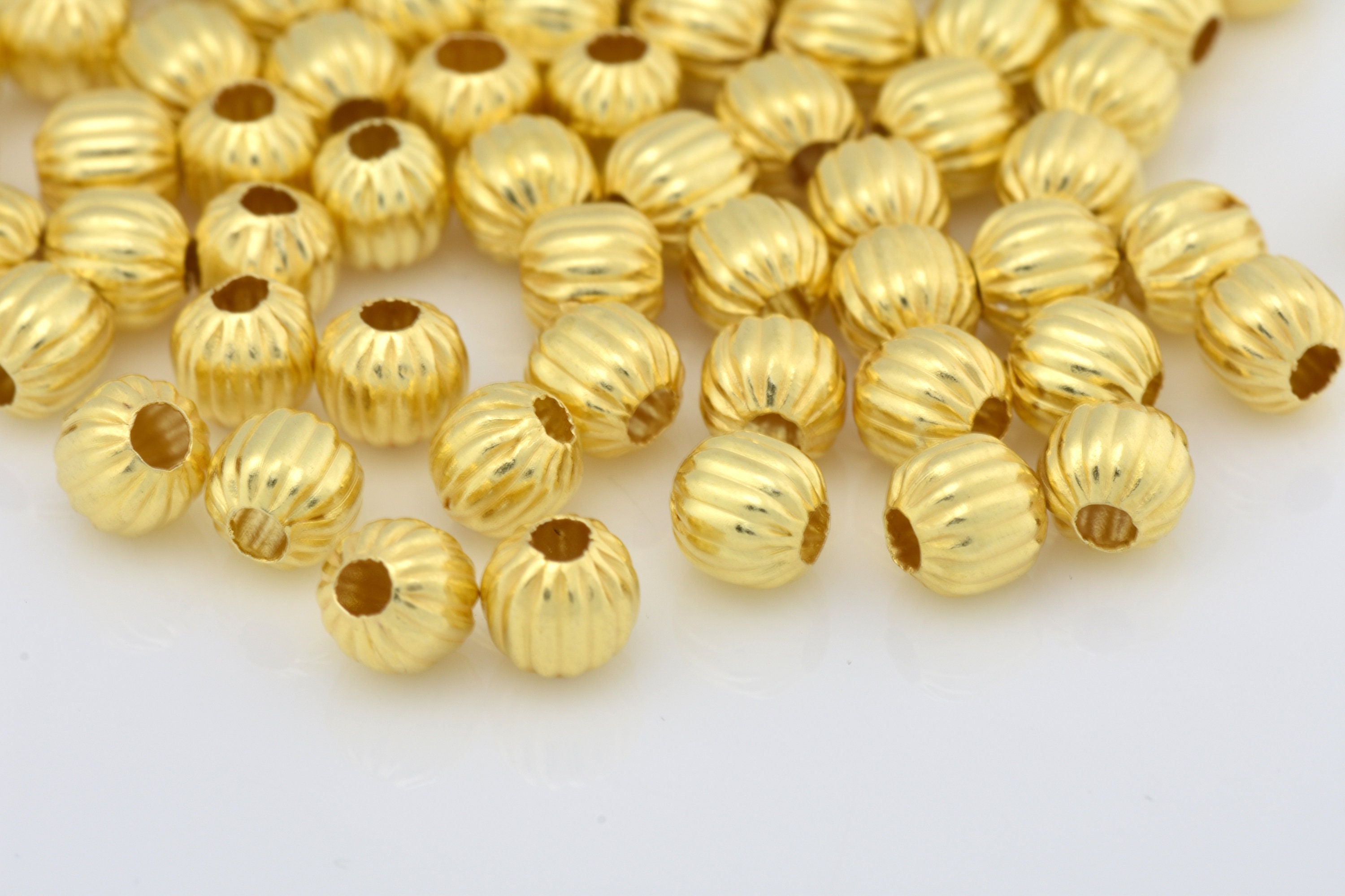 6mm 100pc Gold Beads Real Gold Plated Corrugated Ball Etsy