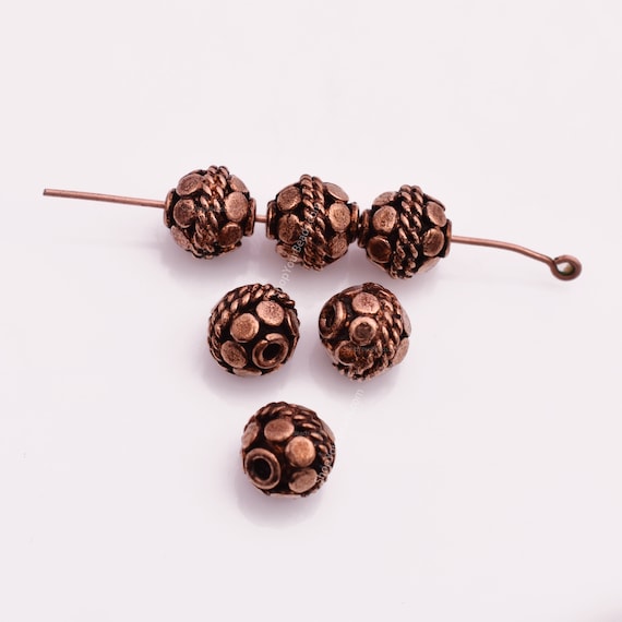 8mm 6pc Bali Style Antique Copper Beads for Jewelry Making, Copper Spacer  Beads, Hearts and Rings, Jewelry Findings 