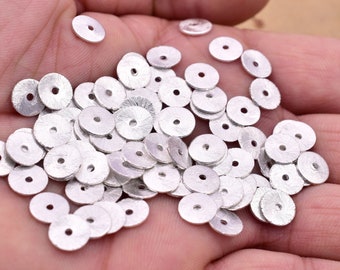 Large Silver Wavy Spacers Disc Beads 18mm Brushed Heishi Disc Beads 10pc Silver Plated Wavy Disc Silver Spacers