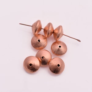 Copper Saucer Beads 12mm - 8pcs Tiny Copper Button Spacer Beads, Brushed Finished Beads For Jewelry