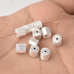 6mm -15pc Silver Plated Barrel Beads / Drum Beads / Cylinder Beads, Silver Beads Findings, 6x6mm Brushed Silver Beads For Jewelry Making