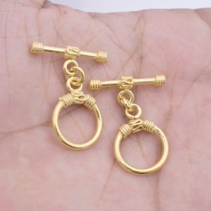 Classic Gold Toggle Closures, Shiny Gold Plated Bali Toggle Clasps For Jewelry Making 2 Sets.