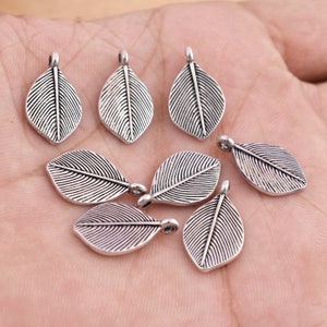 19mm - 10pcs Antique Silver Plated Leaf Charms,  Jewelry Findings And Jewelry Supplies