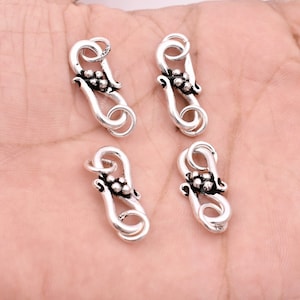 Bali Silver S Clasps 30mm - 4Pcs, Real Antique Silver Plated S Hooks / S Clasps Closures For Jewelry Making