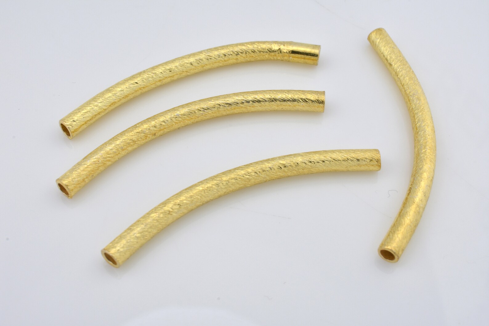 40mm 5pc Gold curved tube beads for jewelry making Brushed Etsy