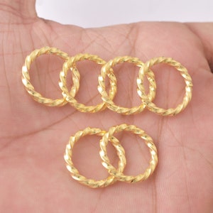 20mm - 6pc Closed Twisted Wire Gold Jump Rings, Gold Plated Jump rings, Round Large Jump Rings, O Rings Jewelry Findings - 10 Gauge