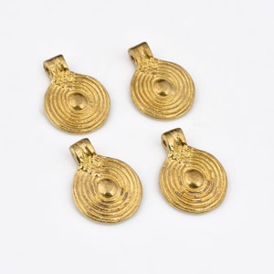 20mm - 4pcs Raw Brass Charms, Circular Tribal Brass Pendants, Ethnic Charms , Boho Pendants For Jewelry Making and Micro Macrame