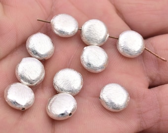10mm - 10pc Silver Plated Side Hole Brushed Saucer/ Button Spacer Beads