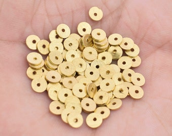 5mm - 149pcs  Gold Heishi Beads, Gold Flat Disc, Gold Spacer Beads For Jewelry Making, Brushed Finish