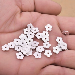 8mm - 40pcs Silver Flower Flat Disc Spacers - Brushed Disk Spacer Beads - Jewelry Heishe Spacers For Jewelry Making