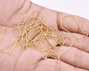 Gold Plated Kidney Ear Wires, 32mm, Jewelry Making, 24pcs