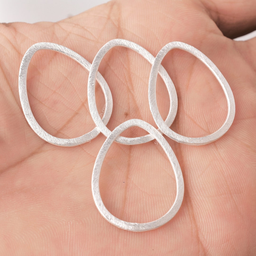 Earring Making Supplies 28mm Drop Shape Silver Plated Brushed Texture