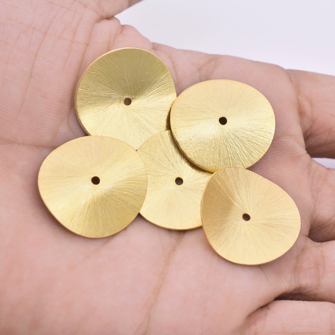 24mm 5pc Large Gold Wavy Spacers Disc Beads, Gold Plated Wavy Disc
