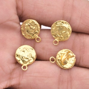 2 Pair, Gold Hammered Ear Studs, Shiny Gold Plated Hammered Earring Parts For Earring Making / Jewelry Making