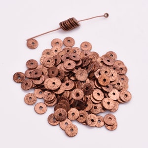 6mm -150pcs Flat Antique Copper Disc Spacer Beads, Brushed Finish