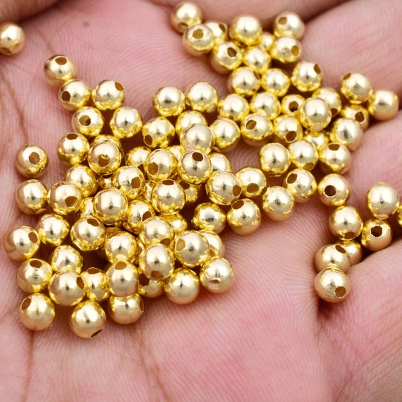 4.5mm Gold Shiny Ball Beads, 100pcs Gold Plated Round Ball Spacer Beads for  Jewelry Making 