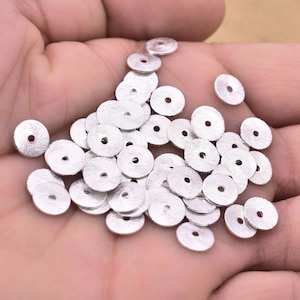 8mm - 50pc Silver Heishi Beads, Flat Silver Disc Beads, Silver Spacer Beads, Washer Bead, Silver Beads, Silver Disk Beads For Jewelry Making