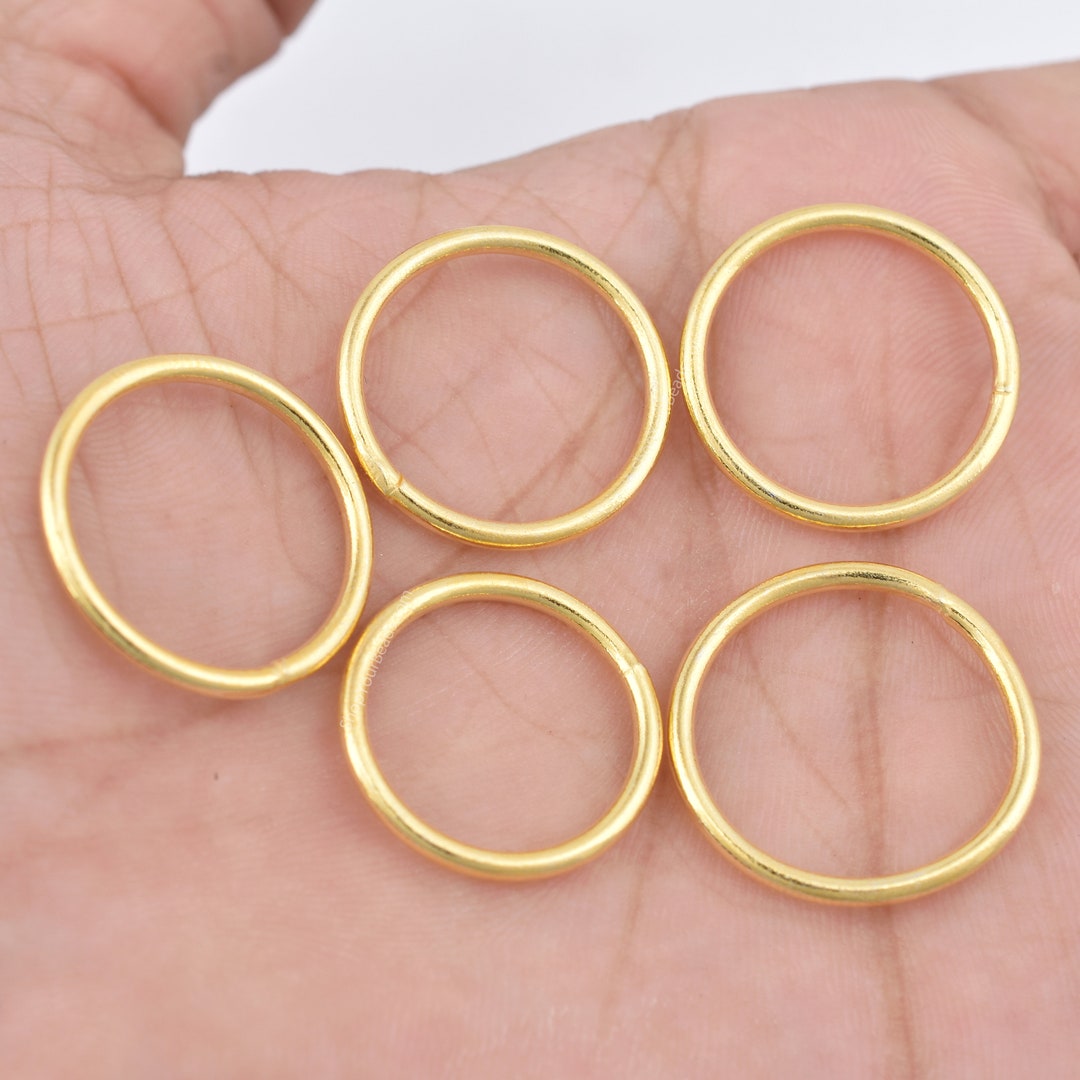 22mm 6pc Gold Plated Large Jump Rings Gold Closed Round Etsy