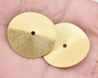 Gold Plated Wavy Disc Beads - Brushed Copper Spacers (2pc)