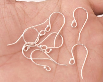 Ganchos para pendientes chapados en plata - Alambres franceses de 18 mm, 24 unidades
