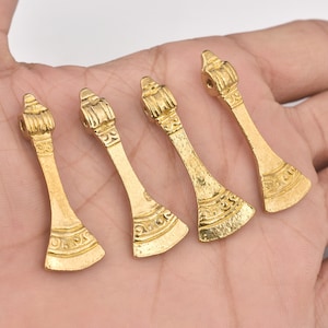 40mm - 4pcs Boho Raw Brass Charms, Tribal Brass Charms Pendants, Long charms For Jewelry Making And Macrame