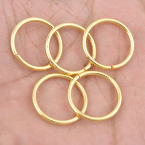 Gold Plated Saw Cut Jump-Ring, 22mm - 7pc Jump Rings, Gold Plated Open Round Jumprings, O Rings, Gold Links, 1.8mm Thick