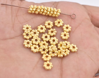 Perline distanziatrici a forma di margherita dorata da 6 mm - 40 pezzi, perline Heishi a forma di fiore per la creazione di gioielli