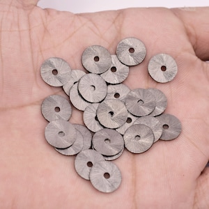 10mm - 25pcs Flat Black Disk Spacers, Gunmetal Plated Disc Beads For ewelry Making