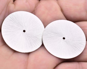 Large Silver Plated Heishi Beads – 35mm Disc Spacer Beads (2pc)