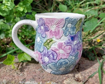 Ceramic Handmade Flower Mug