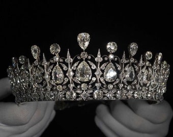 925 Sterling Silver RoseCut Diamond Bridal Tiara