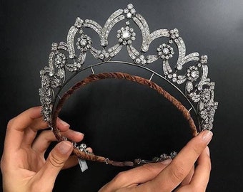 925 Sterling Rosecut Diamond Bridal Tiara