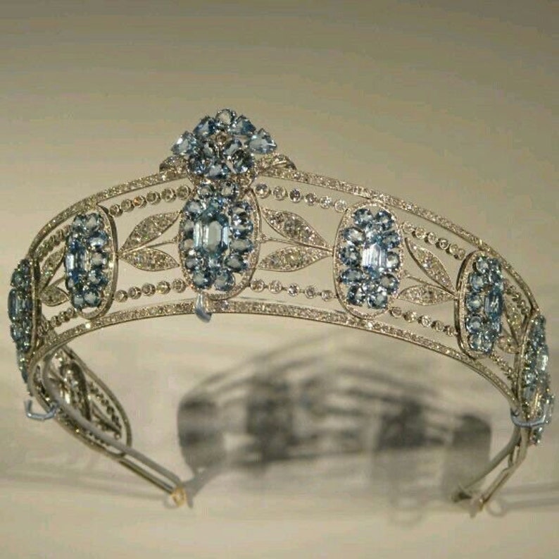 Tiara Setting Ring Tiara Setting 80 Ct Natural Aquamarine 20 Ct Diamond - Etsy