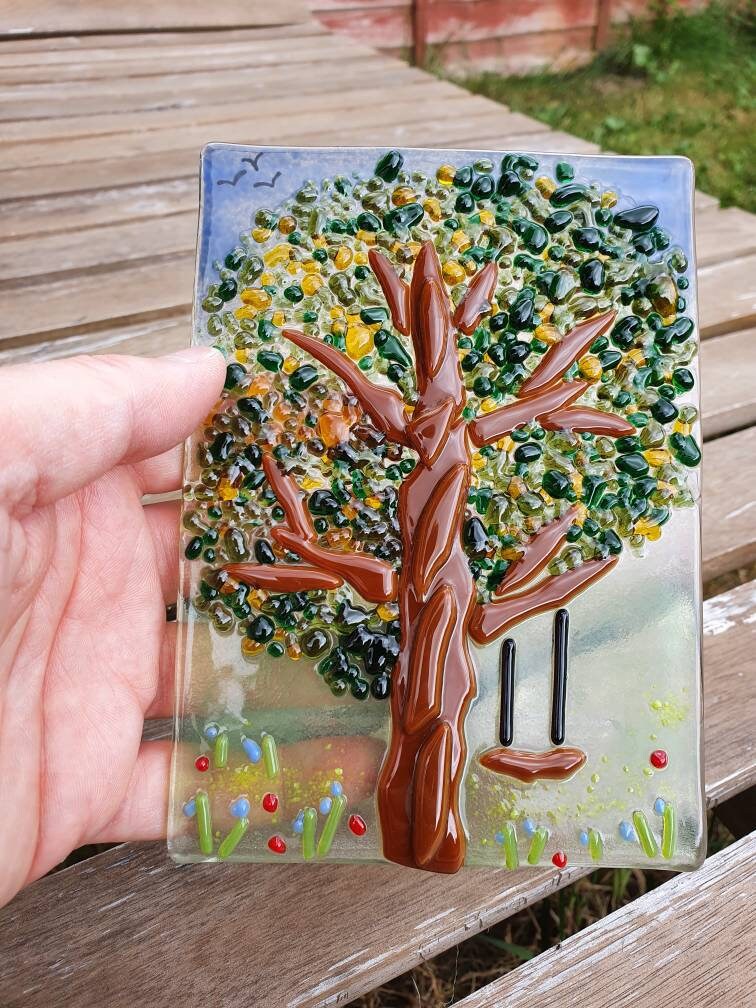 Fused glass tree Etsy