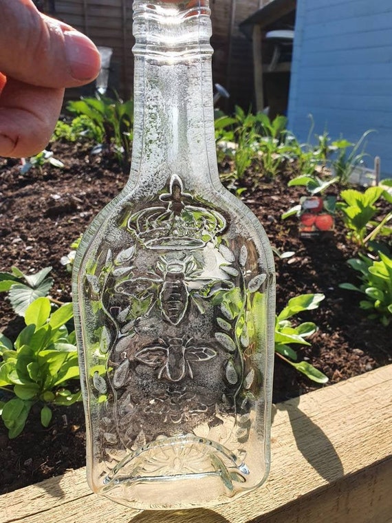 Patterned Glass Bottle Dish Etsy