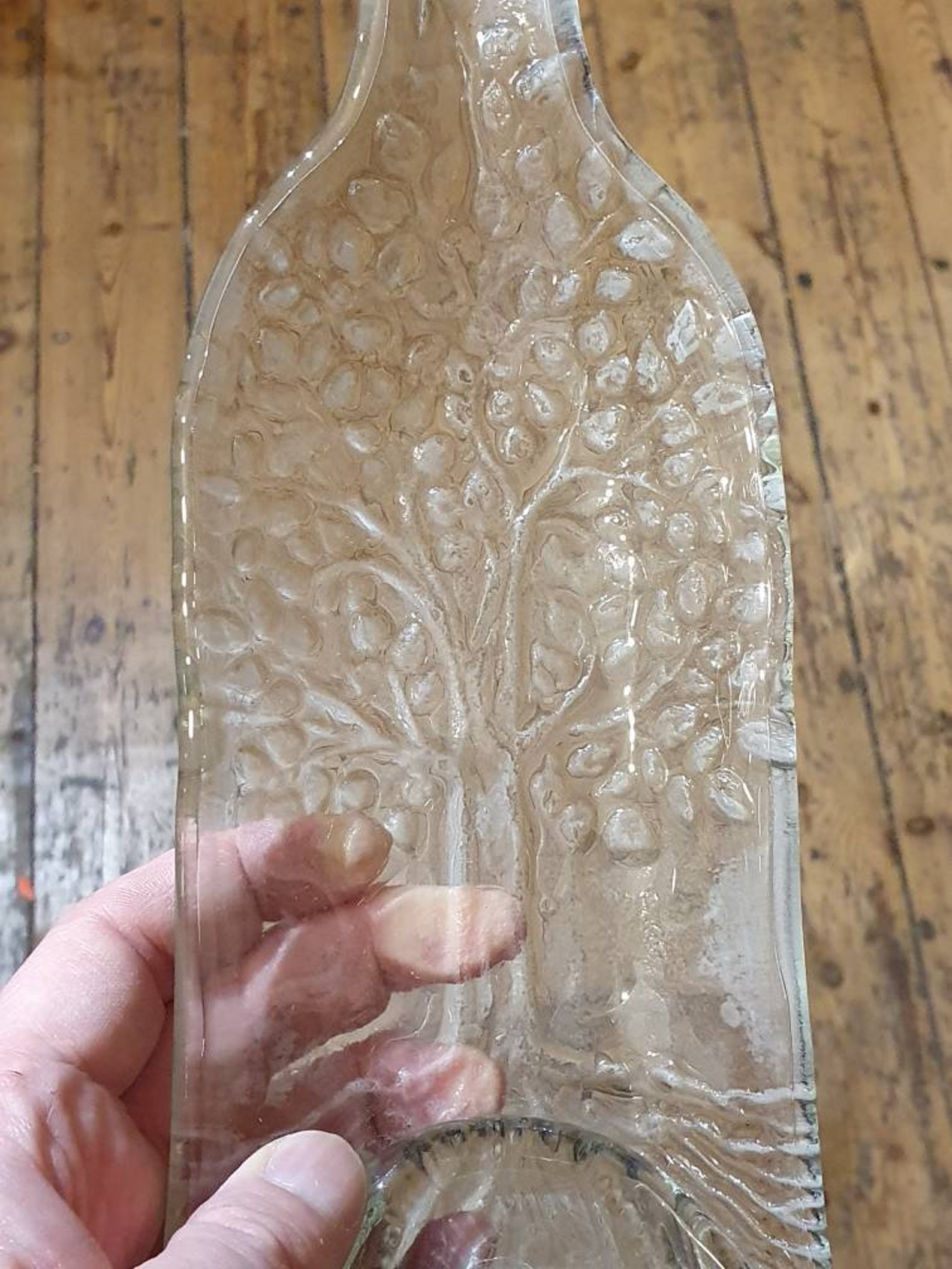 Patterned Glass Bottle Dish Etsy