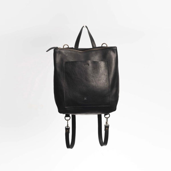 Convertible Leather Backpack - Minimalist Design for Men and Women - Slow Fashion