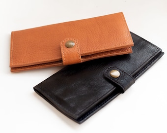 Leather wallet - handmade wallet - women's big leather wallet - Slow fashion - bifold wallet