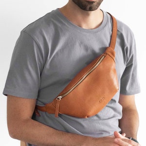 Leder-Bauchtasche - Leder-Gürteltasche - Sling Bag - Herren-Umhängetasche