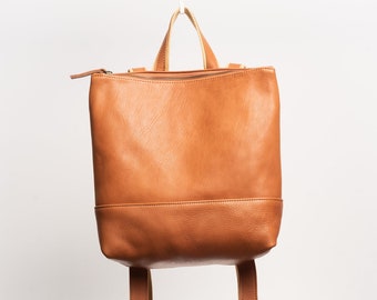 Minimalist leather backpack - Adjustable backpack - handmade genuine leather backpack - Women backpack - slow fashion