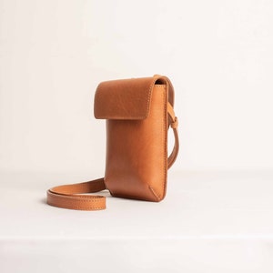 Leren schoudertas voor mobiele telefoon met riem, telefoonhoesje, handgemaakte jubileumcadeaus