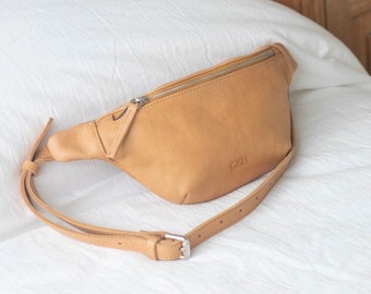 Leather sling bag woman Leather Fanny pack Soft leather belt bag men - Sling bag