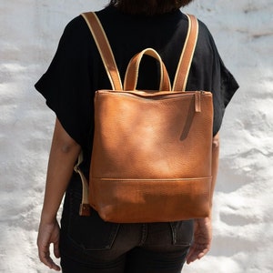 Full grain leather backpack. Top grain leather. Vegetable tanned leather.