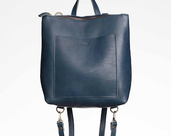 cobalt blue leather backpack Sloan The compact bag features a spacious Cobalt Blue Convertible Leather Backpack,