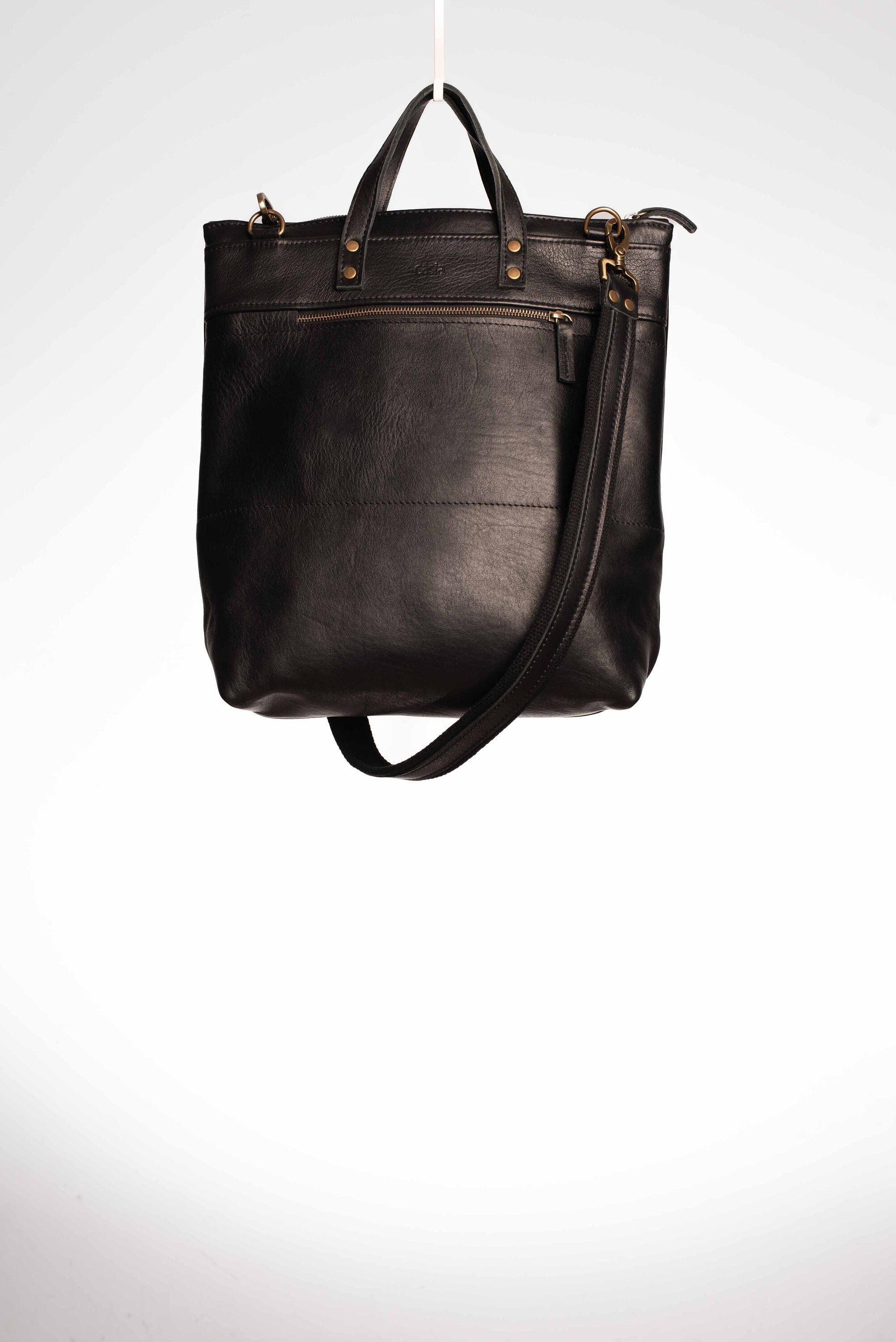 Mens leather tote clearance bag with zipper