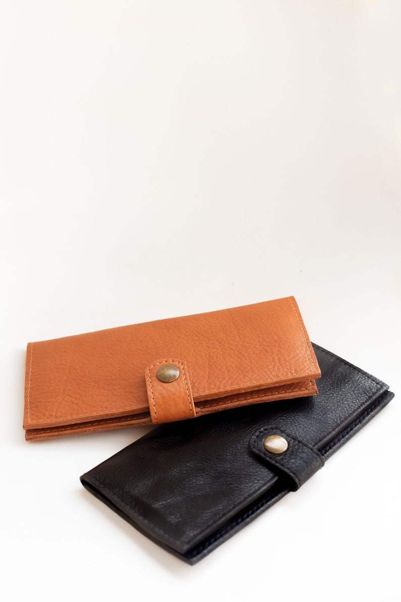Portefeuille en cuir portefeuille fait main grand portefeuille en cuir pour femmes Slow fashion portefeuille bifold image 1