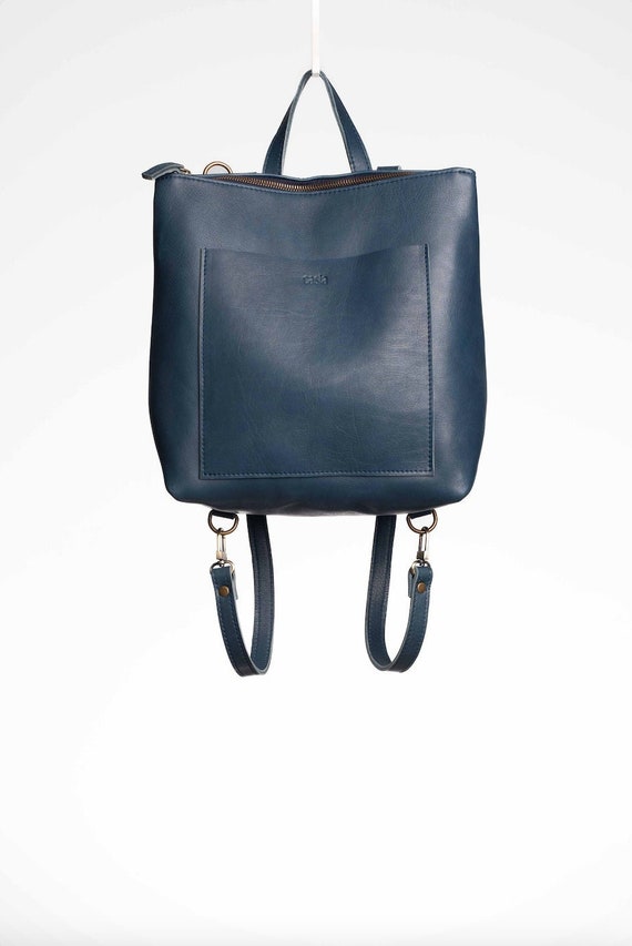 cobalt blue leather backpack Lungarno Open its three Bright Blue Canvas Backpack 