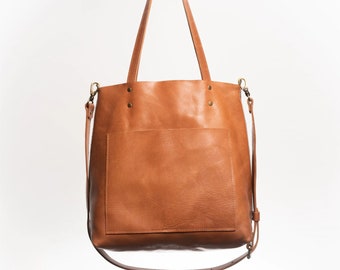 Tote bag aesthetic - big shoulder bag - Leather laptop bag - Slow fashion