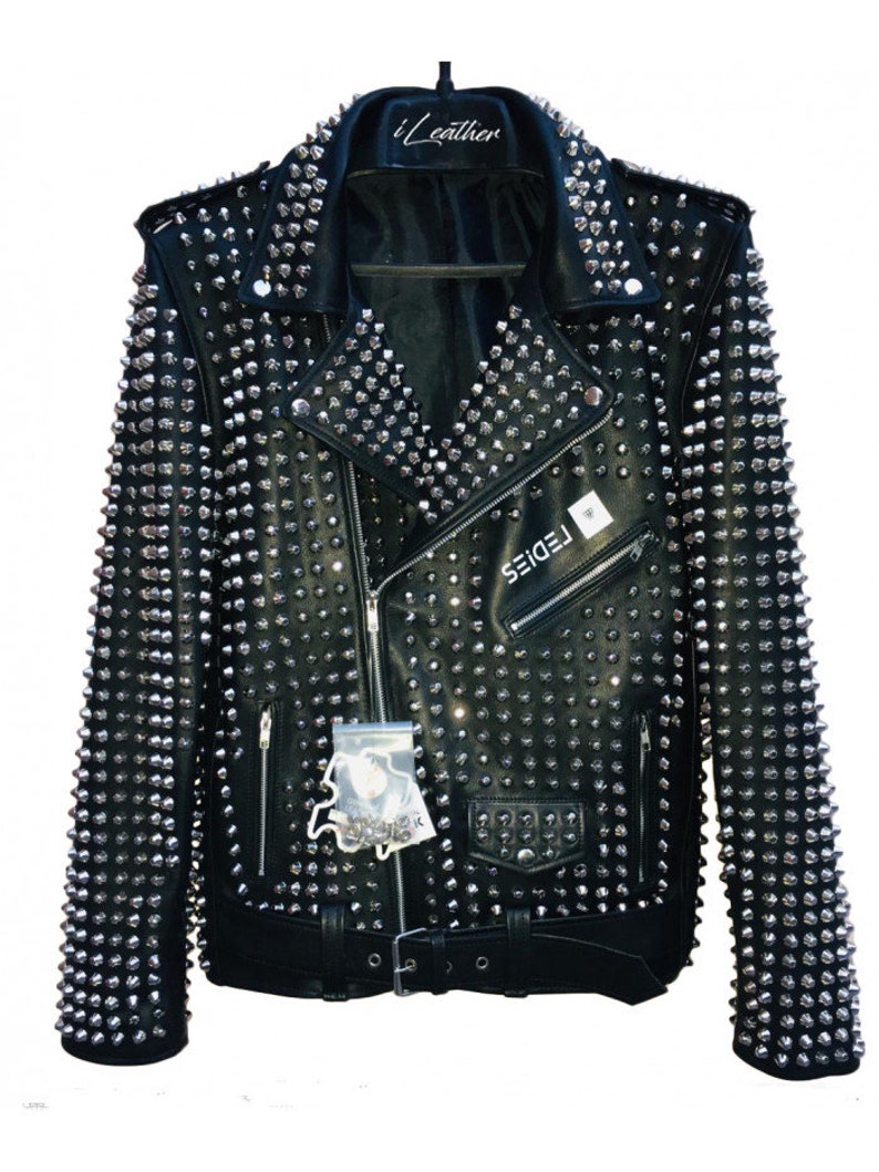 Studded Punk Style Leather Jacket Custom Made For Men | Etsy